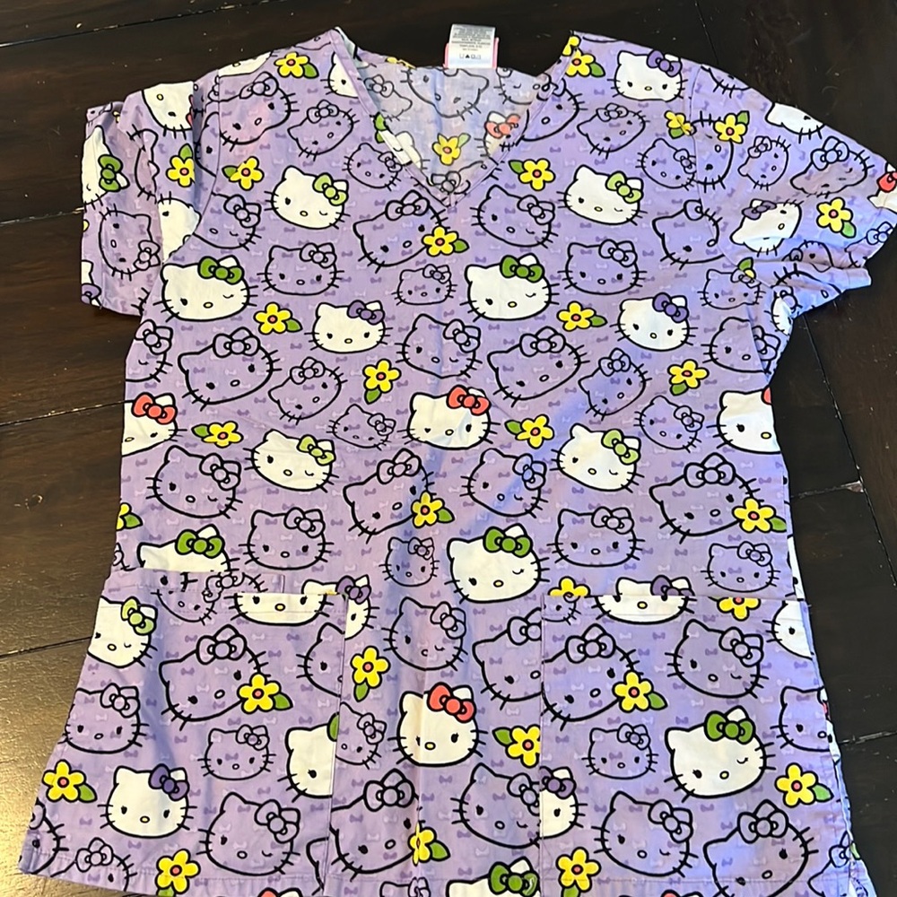Hello Kitty Purple Women's Scrub Top XS